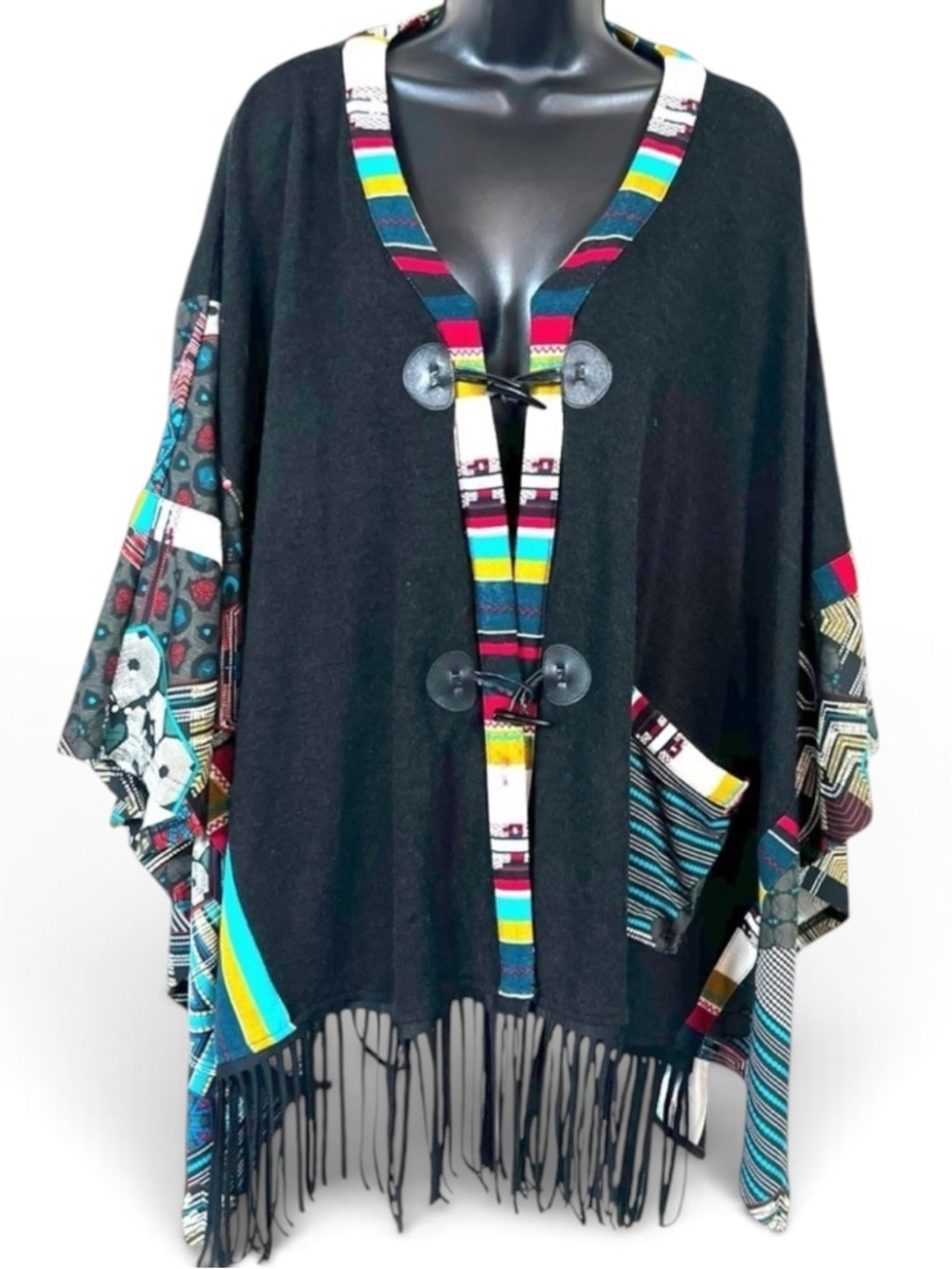 RADZOLI Tribal Print Patchwork Style Poncho